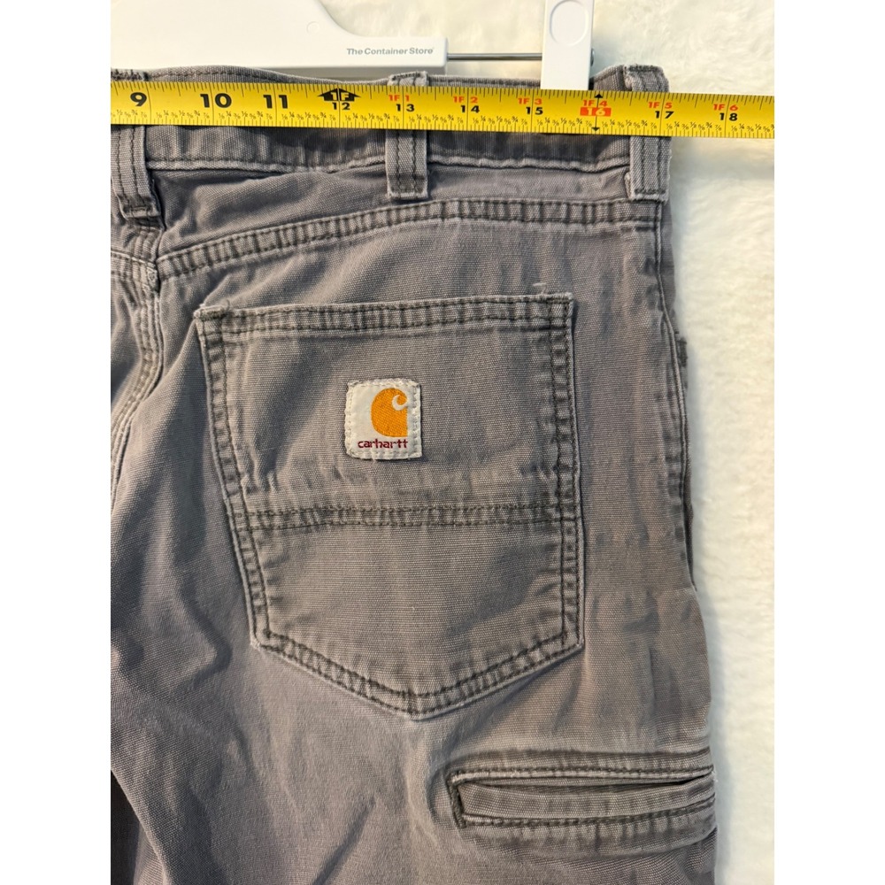 Carhartt Relaxed Fit Work Pants Gray Canvas Carpenter Trousers 34x32 Distressed - Picture 8 of 9